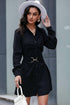 Belted Mini Shirt Dress - EsaModa